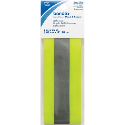6 Pack Bondex Iron-On Fluorescent Reflective Tape 2''X32''-Yellow 240 500-2264