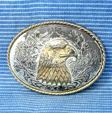 Western Eagle Belt Buckle Cowboy Cowgirl Inlay Floral Scroll Vtg Ivan  .TYC693