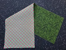 Handmade Quilted Table Runner Christmas Plaid Holiday red green flowers