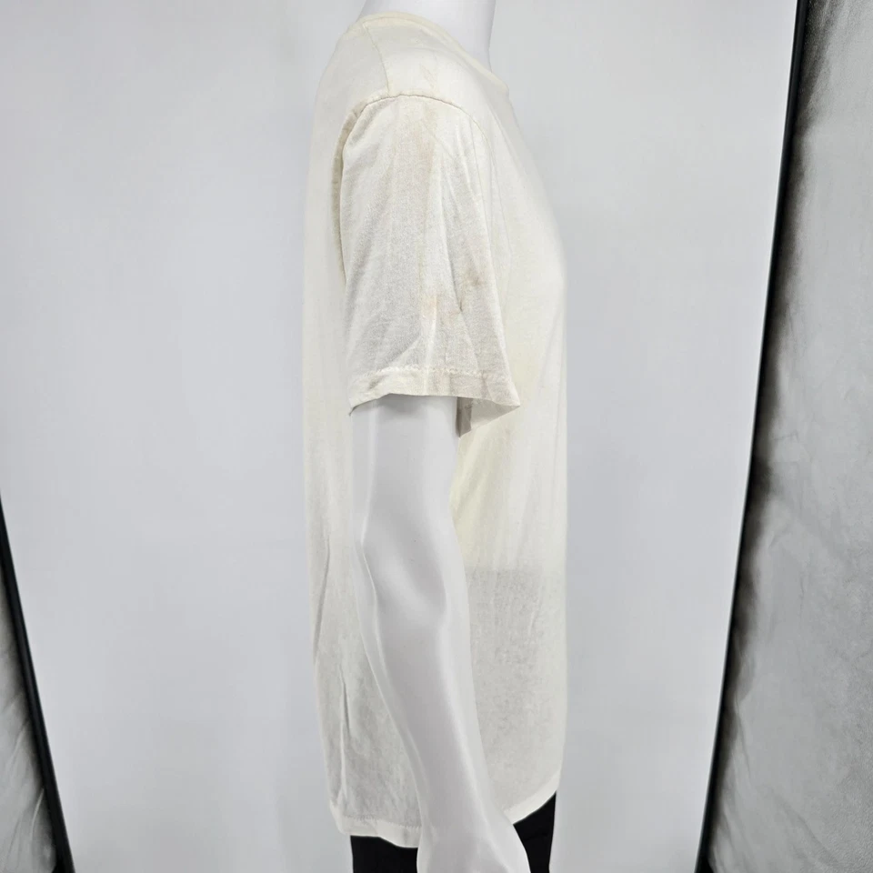 Camiseta de algodón vintage de los años 90 Hanes blanca en blanco de una sola puntada cuello redondo (M/L) Foto 4 de 4