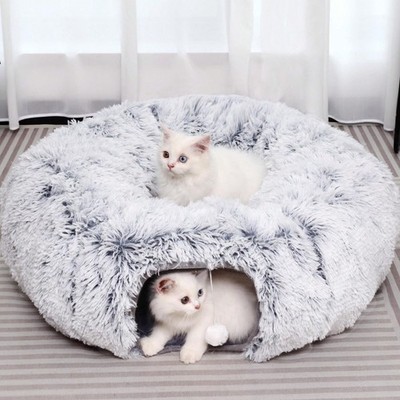 Cat Tunnel Bed Donut Cat Toy Washable Round Cushion Peekaboo Cave