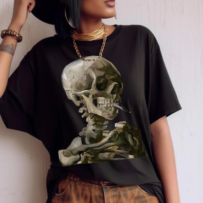 Van Gogh Skull Art Comfort Tee Unique Aesthetic Painting Inspired Shirt