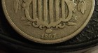 1867 RAYS  SHIELD NICKEL, AFFORDABLE FS-05-1867-303 REPUNCHED DATE — photo 2