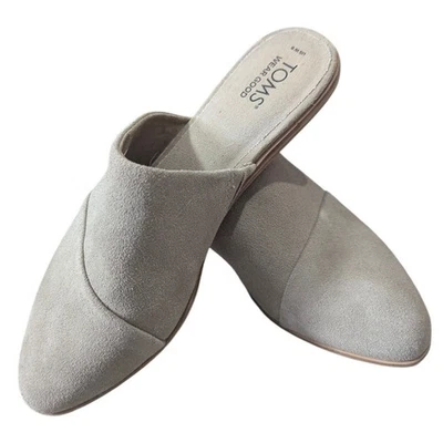 TOMS Jade Taupe Suede Leather Mules Womens 9 Almond Toe Slides - Image 1 of 4