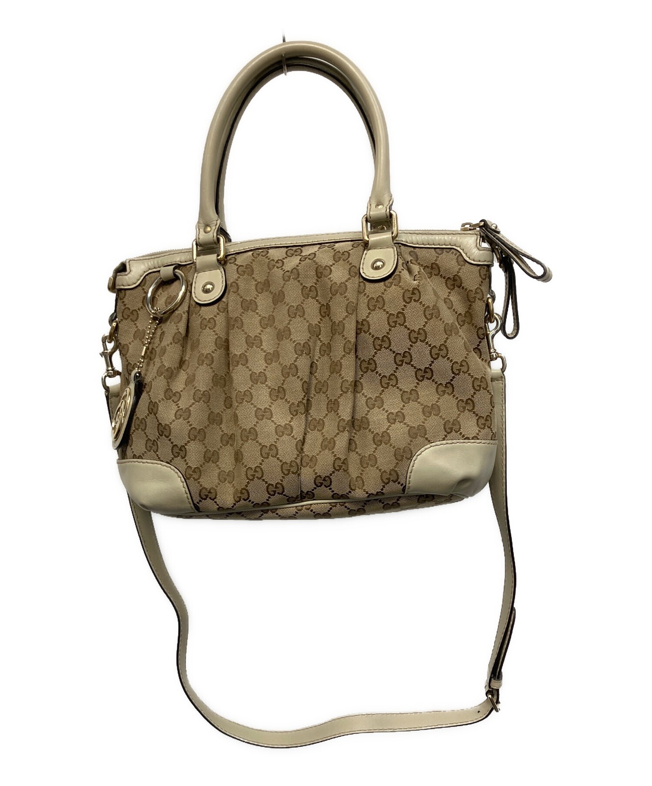 GUCCI Sukey Diamante 2Way Bag Beige Canvas Leather Model 247902 SN2585 thumbnail 2