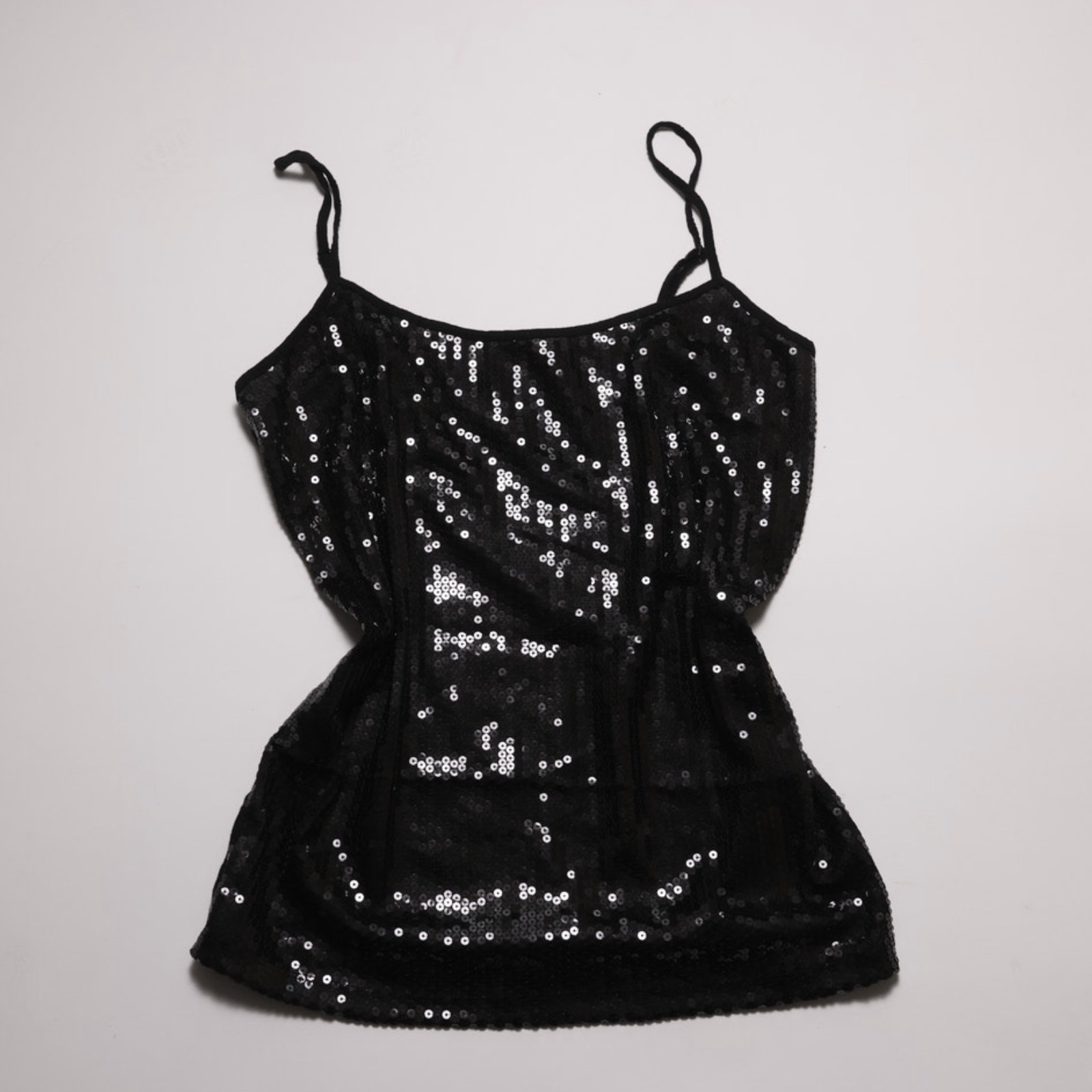 y2k style ann taylor LOFT Sequin black tank top cami women's large