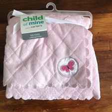 Carter's Child of Mine 2010 Baby Blanket Pink Quilted Sherpa Butterfly Scalloped