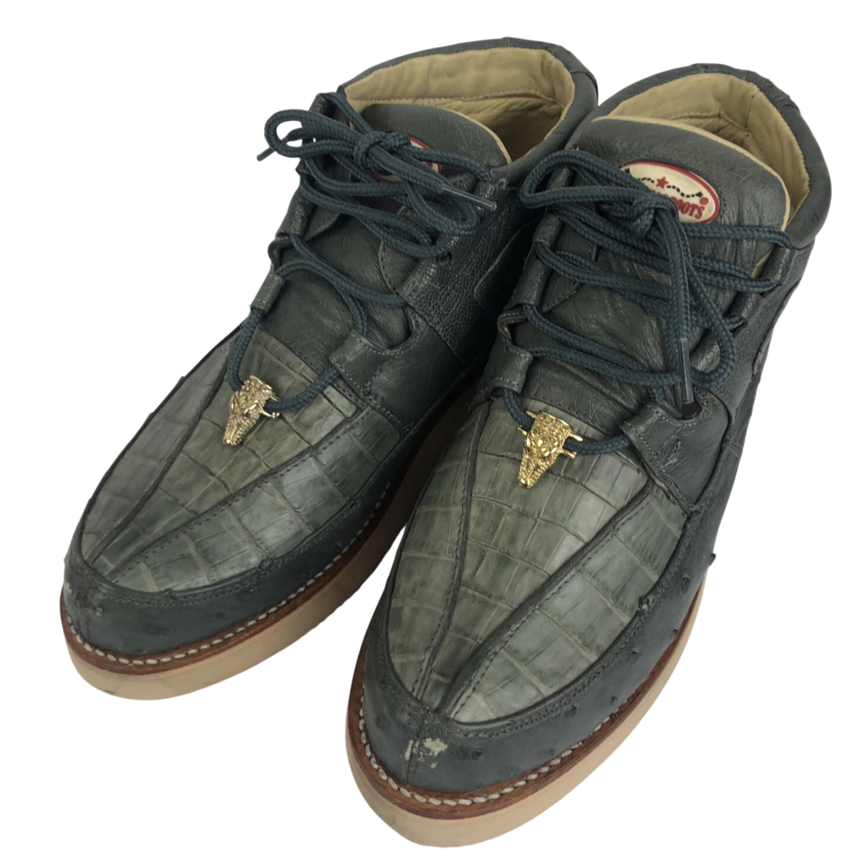 Los Altos Exotic  Ostrich/Leather Shoes size 12 in excellent like new condition Los Altos Exotics Genuine Ostrich Shoes Blue Bilbo Comfort  main image 3