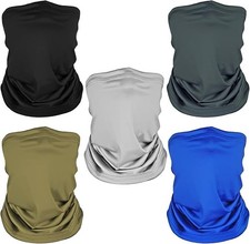5 Pack Neck Gaiter Face Cover for UV Sun Protection, Breathable Cooling Face Mas