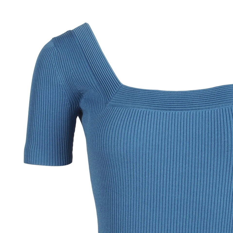 Sandro Paris Damenkleid Blau Gestrickt Mit Nieten Kurz A-Linie Größe 36 FR S - Bild 3 von 4