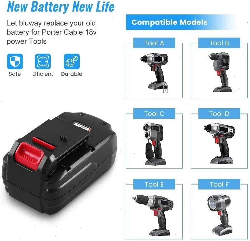 2PACK For Porter Cable PC18B 18Volt NiCd PC186CS Battery PCC489N PCC489N PC188