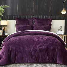 Crushed Velvet Comforter Set Queen Purple Comforter Set 5Pcs Ultra Soft Lightwei