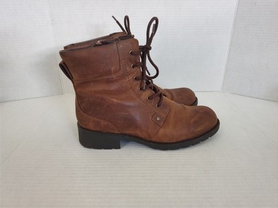 Clarks Women's Orinoco Spice Ankle Boots Zip & Lace Size 11 Brown Nubuck Leather