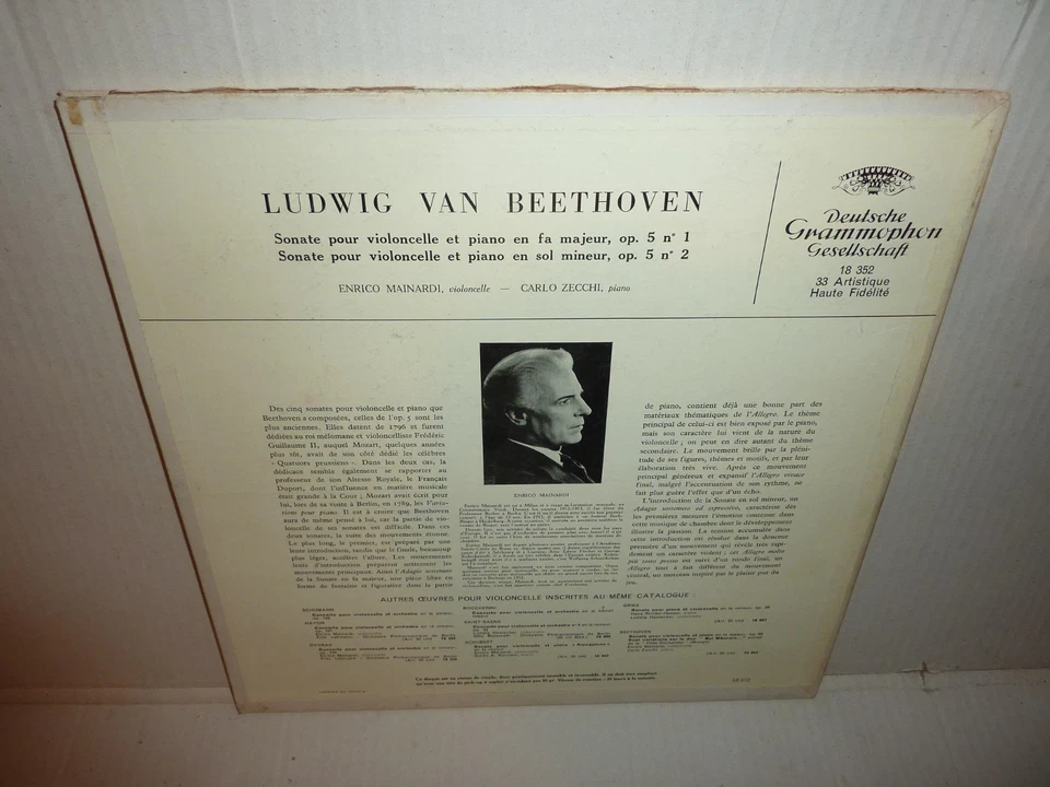 RARE ENRICO MAINARDI & CARLO ZECCHI - Beethoven Sonates . LP 33T . DGG 18352 - Photo 2/4