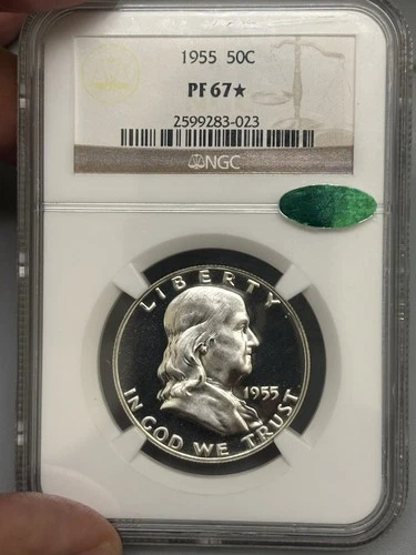 1955 Proof Franklin Half Dollar PF67 *star NGC/CAC Obverse Looks Deep Cameo