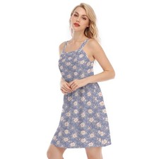 Hotwife Club Blue Floral Summer Women's Sleeveless Cami Dress