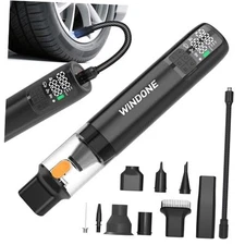 Car Vacuum, 12000Pa 2-in-1 Cleaner & Tire Inflator 150PSI, 60W Brushless Black