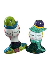 Large Ganz Olivia And Rosie Salt & Pepper Shakers Hearts Green Turquoise