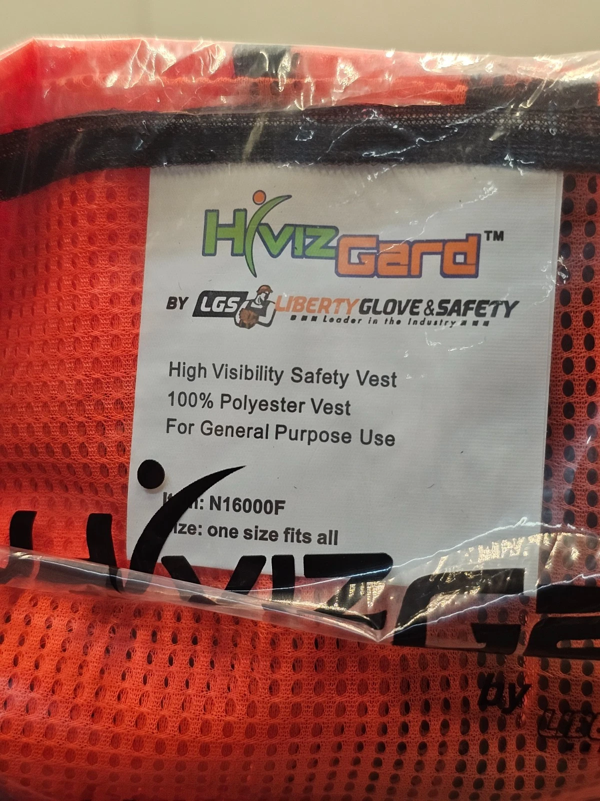 (QTY 31) Liberty Glove & Safety N16000F HiVizGard Polyester Mesh Vest Orange - product detail image 4