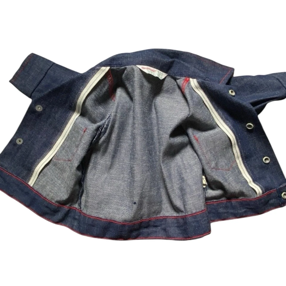 Chaqueta Denim Vintage Años 70 Health Tex Ribete Niños 18 Meses Infante Ligera Foto 3 de 4