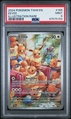 2024 POKEMON TWM EN-TWILIGHT MASQUERADE ILLUSTRATION RARE #188 EEVEE PSA 9