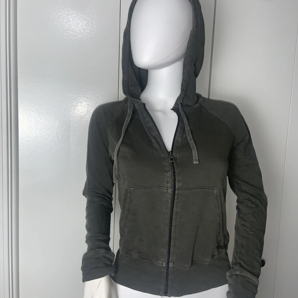 Sudadera con Capucha Estándar James Perse Para Mujer Talla 1 Pequeña Marrón Cremallera Completa Algodón Supima Foto 3 de 4