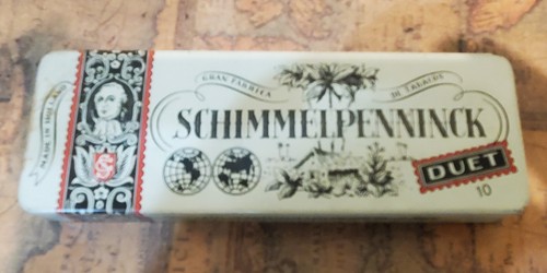vintage Schimmelpenninck Duet 10 Cigar Tobacco Tin, Holland, hinged top, 6" x 2"
