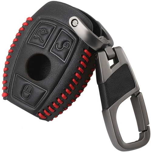Remote Key Cover Fob Chain for Mercedes Benz Leather Key Bag Protect Decoration - Picture 2 of 16