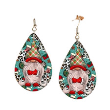 Winter Gnome Double Sided Wooden Teardrop Dangle Earrings - New