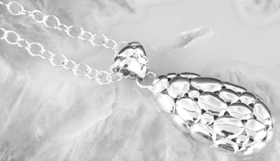 925 STERLING SILVER PINEAPPLE 1 3/4'' PENDANT 18 3/4'' CHAIN NECKLACE Joy's Jewels