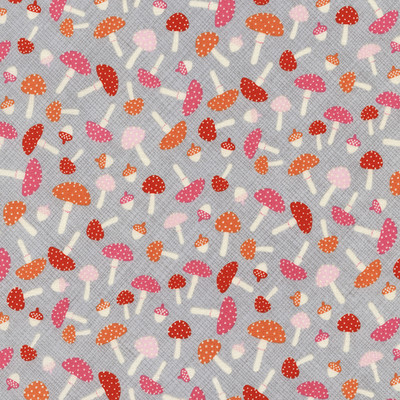 TIMELESS TREASURES ''MUSHROOMS'' Grey by the 1/2 yard