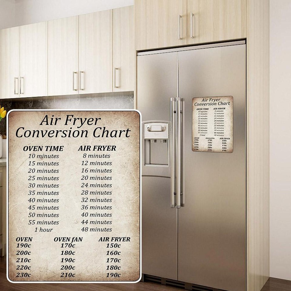 Rustic Air Fryer Conversion Chart Cooking Time Temp Oven A5 SignNEWS eBay