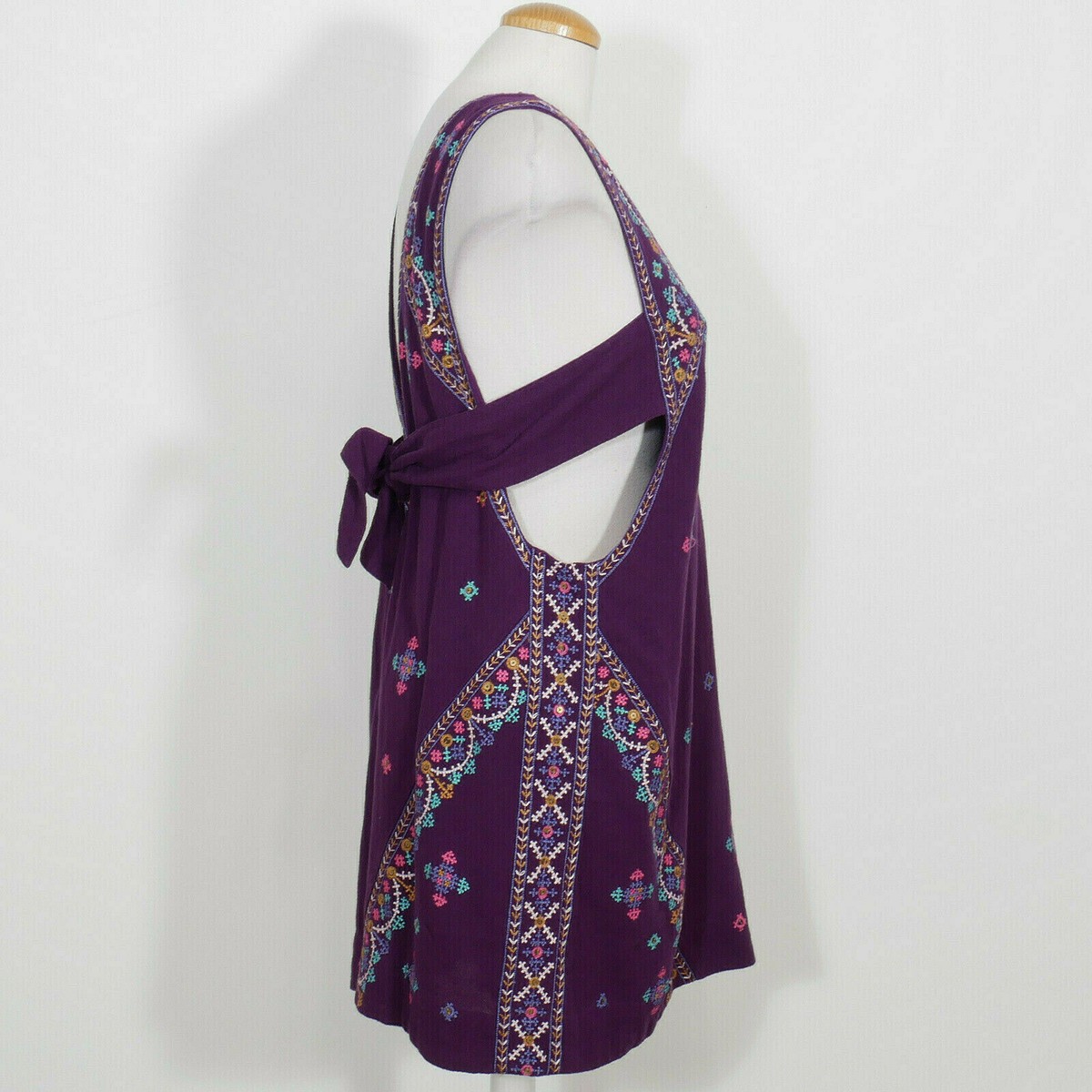 FREE PEOPLE Purple Never Been Embroidered Sequin Cotton Sleeveless Mini  Dress M | eBay