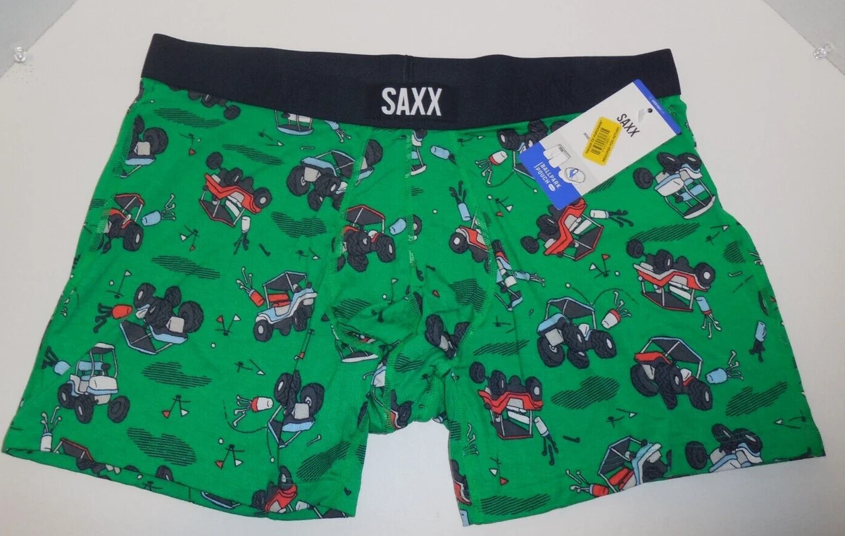 SAXX Vibe Slim Fit Boxer Brief Mens Large Underwear Green Golf Clubs Carts