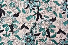 Indian Hand Block Print Fabric Natural Cotton Voile Floral Fabric White 3 Yard