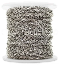 Cable Chain Spool - 100 Feet - Platinum Silver Color - 2x3mm Link