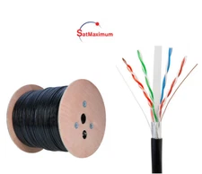 Cat5e 500FT Shielded FTP Outdoor Ethernet Cable 24AWG Solid Direct Burial Wire