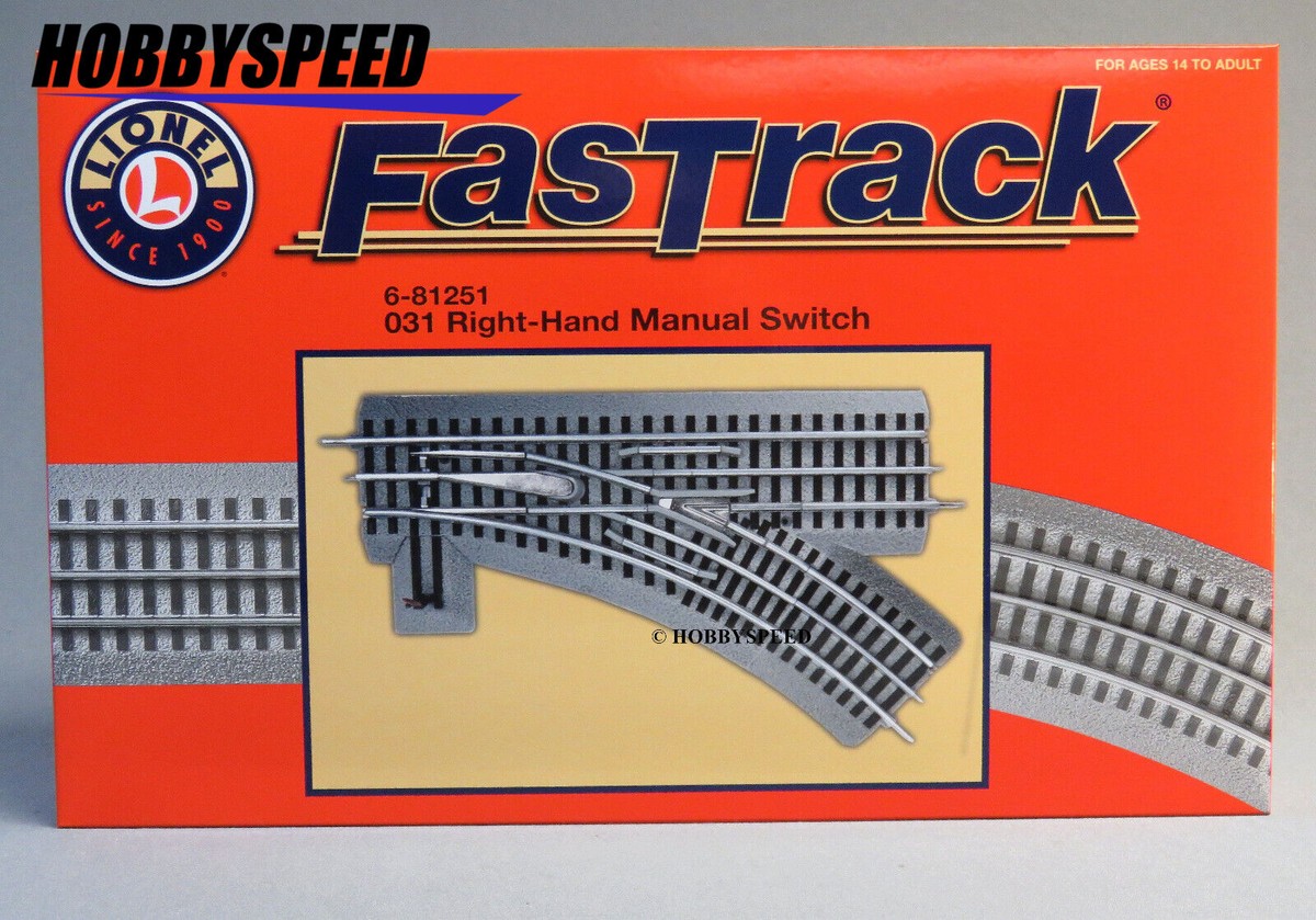 LIONEL FASTRACK 031 RIGHT HAND MANUAL SWITCH o gauge train turnout