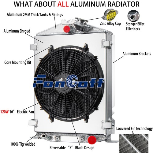 Rat Rod Rear Radiator 4 Row Radiator+Shroud Fan Fits Ford 1932 Street Rat Rod High Boy Chevy ...