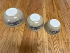 3 Vtg Pyrex Homestead Blue Speckled Nesting Mixing Bowls Set 401 402 403