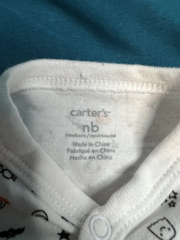 Baby First Halloween Outfit /bib Carter's One Piece Sleeper footies NEWBORN - Image 3 of 4