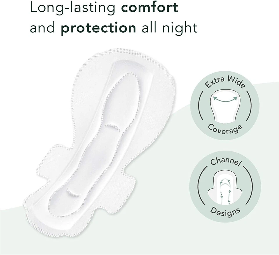 Almohadillas Rael para mujer, funda de algodón orgánico - durante la noche, grandes (paquete) Foto 2 de 4