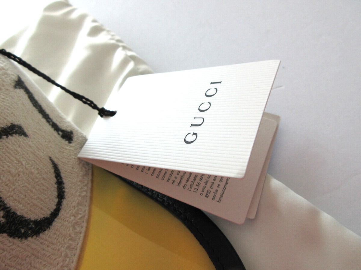 Gucci Unisex Yellow Vinyl Visor Hat w/Logo Banded Headband M