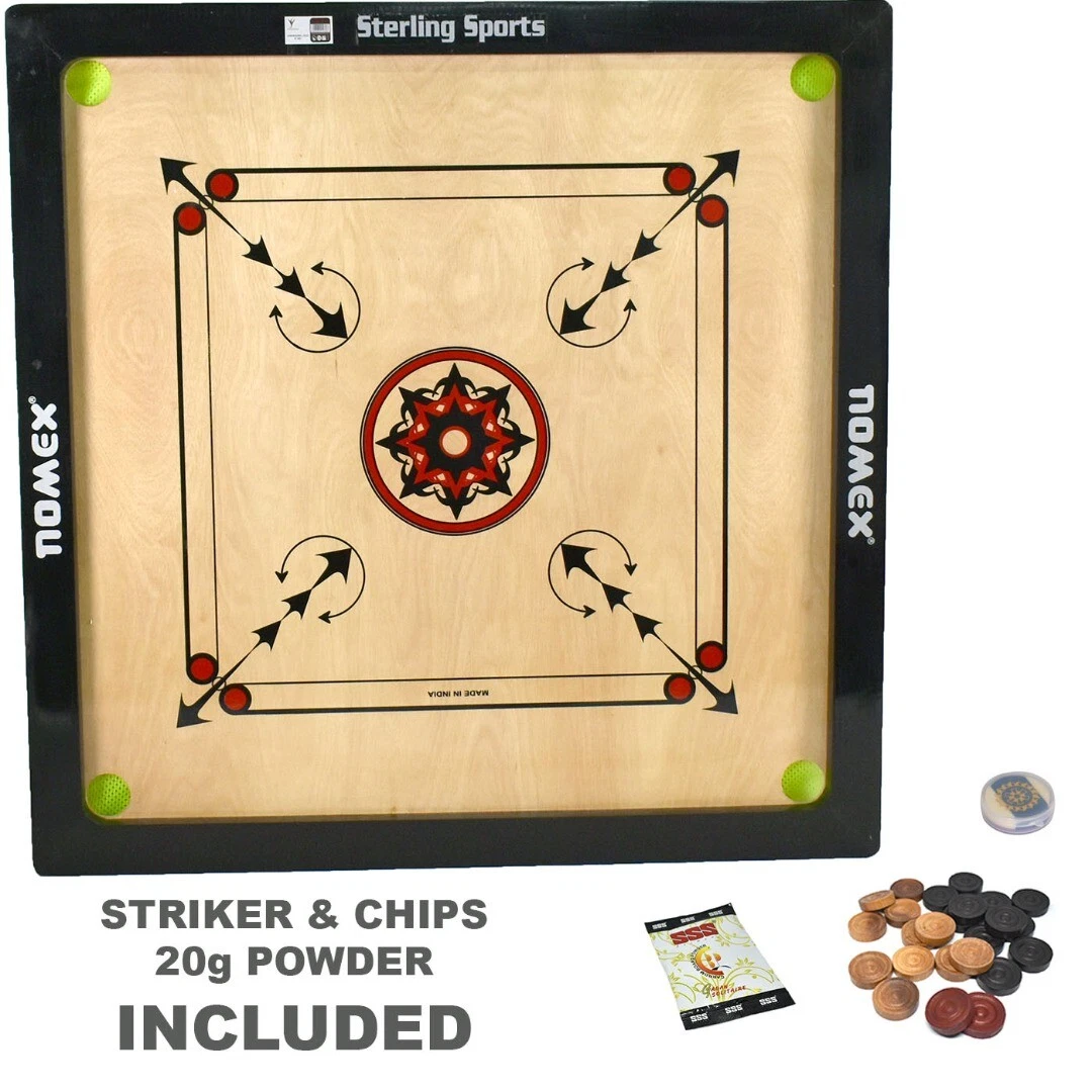 Carrom Game traditional Wooden Board 83 x 83cm with Strikers and powder |  eBay