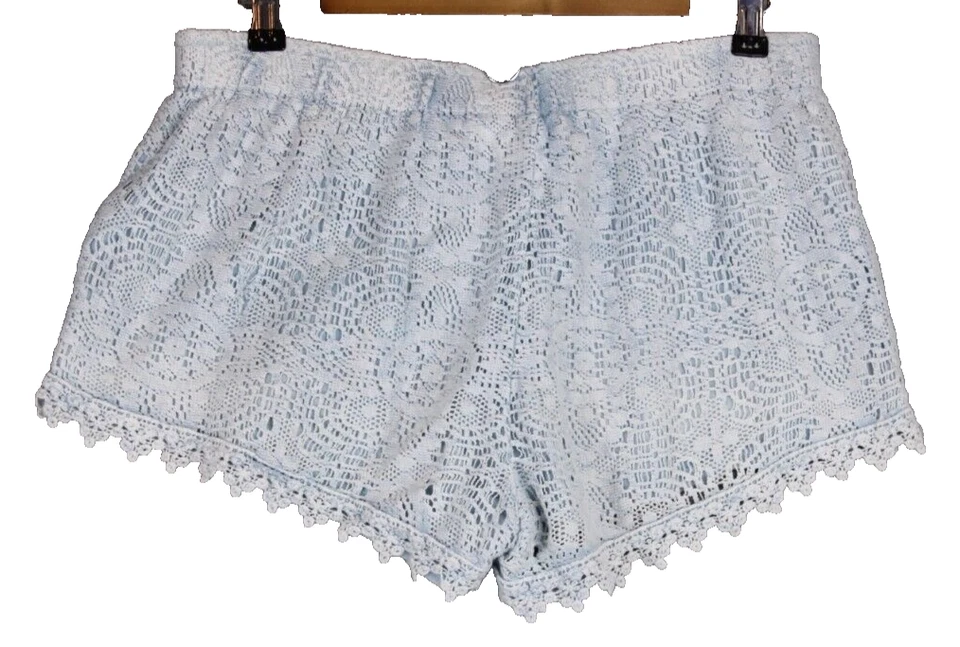 Indigo Rein Shorts Women's Size L Blue Lace Detail Lined Elastic Waist 32" - Image 2 of 4