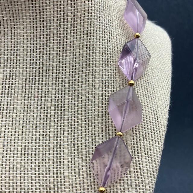 Translucent Purple Necklace Flat Cube Acrylic Gol… - image 4