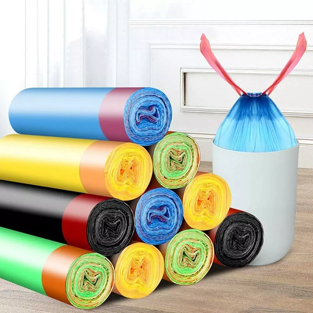 75pcs Drawstring Trash Bags Random Colors Small Garbage Bag Disposable Home