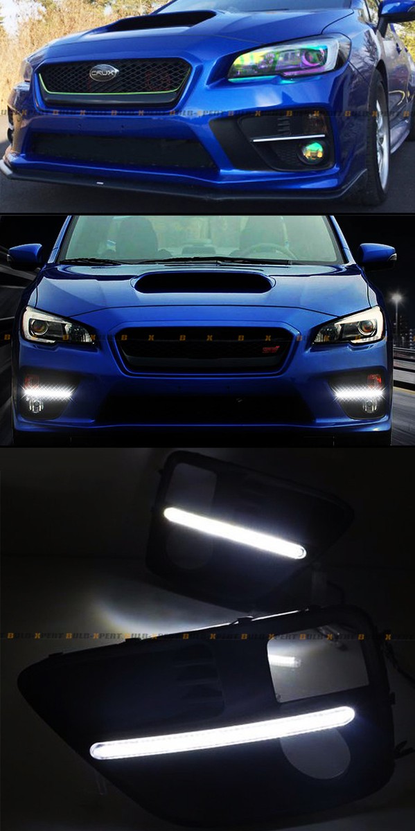 ECOTRIC Fog Lights Lamp Bezel Trim with LED White DRL & Amber Turn