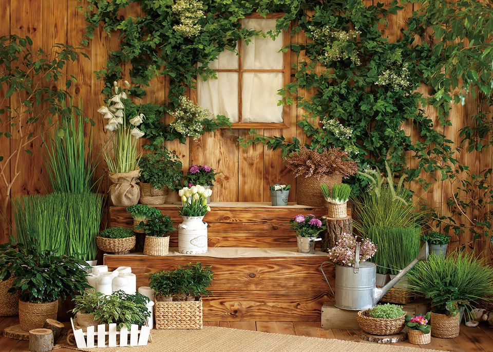 Fondo de jardín de primavera piso de madera flor Pascua recién nacido fotografía fondo Foto 2 de 4