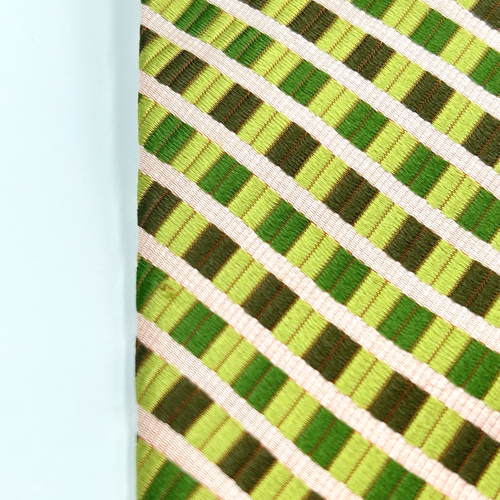Stacy Adams Sign Gold 100% Silk Hand Made Mens Necktie Green Tonal Stripe 4W 60L - Picture 4 of 8